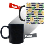 Pineapples pattern striped background Morphing Mug Heat Changing Mug