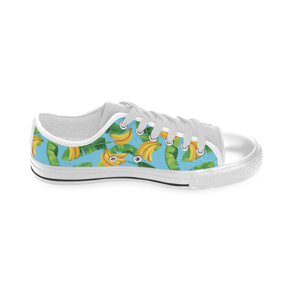 banana leaves banana design pattern Men's Low Top Shoes White