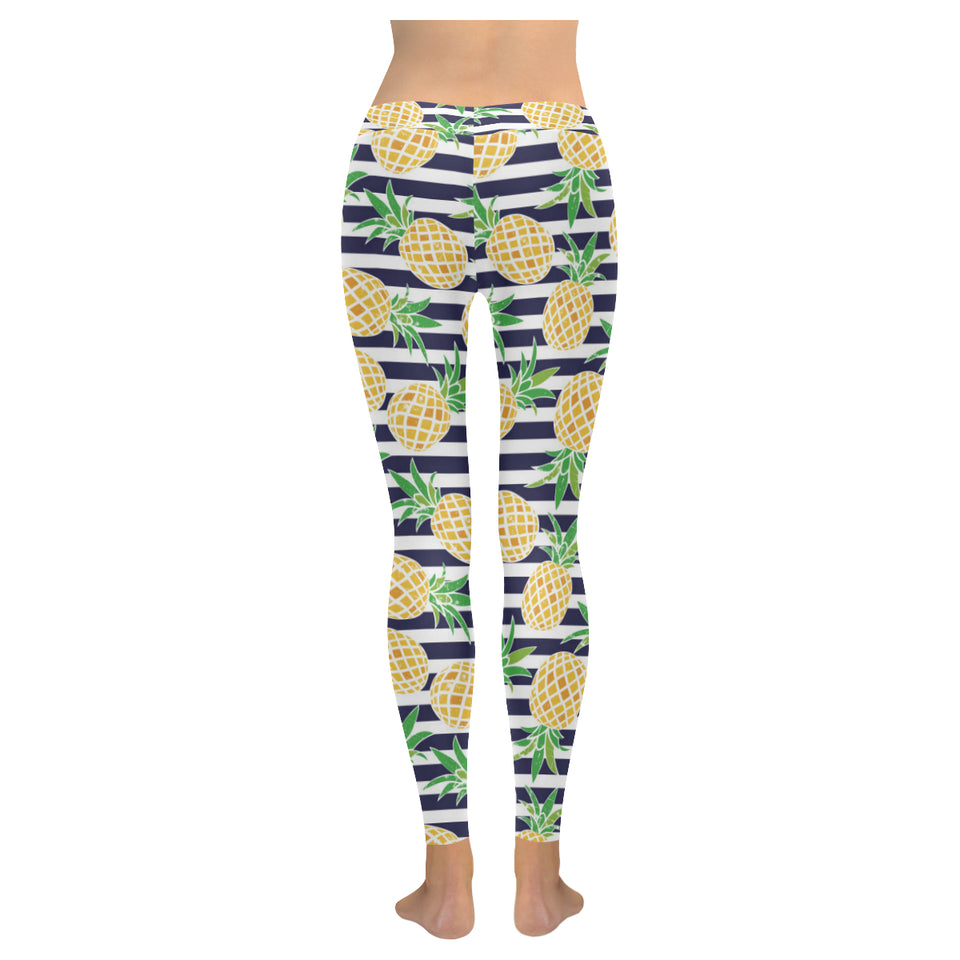 Pineapples pattern striped background Women's Legging Fulfilled In US