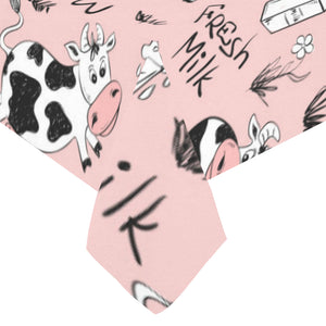Cows milk product pink background Tablecloth