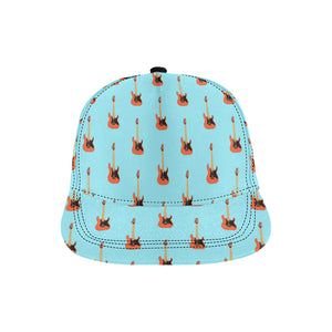 electric guitar pattern light blue background All Over Print Snapback Cap