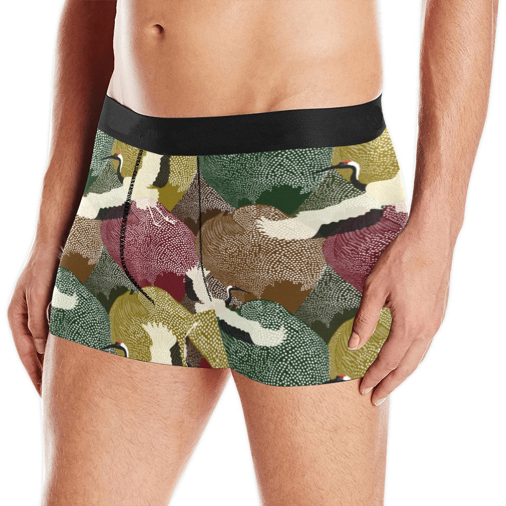 Japanese cranes flying forest dot pattern Men's All Over Print Boxer Briefs Men's Underwear