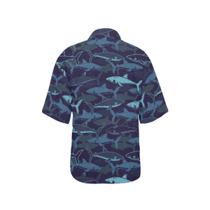 Shark pattern Women's All Over Print Hawaiian Shirt
