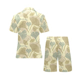 Ginkgo leaves design pattern Men's V-Neck Short Pajama Set