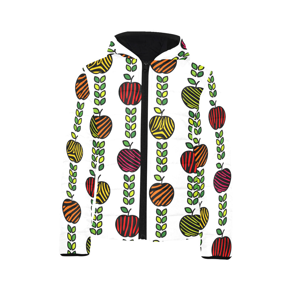 colorful apples leave zebra stripe Kids' Boys' Girls' Padded Hooded Jacket