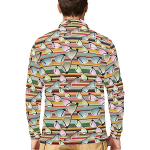 Sun Glasses Pattern Print Design 02 Men's Long Sleeve Polo Shirt