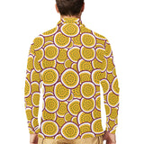 Passion fruits slice pattern Men's Long Sleeve Polo Shirt