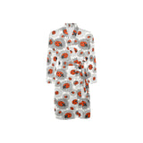 Ladybug Pattern Print Design 05 Men's Long Sleeve Belted Night Robe