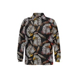 Eagle Pattern Print Design 05 Men's Long Sleeve Polo Shirt
