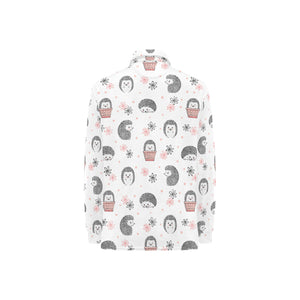 Hedgehog Pattern Print Design 02 Women's Long Sleeve Polo Shirt