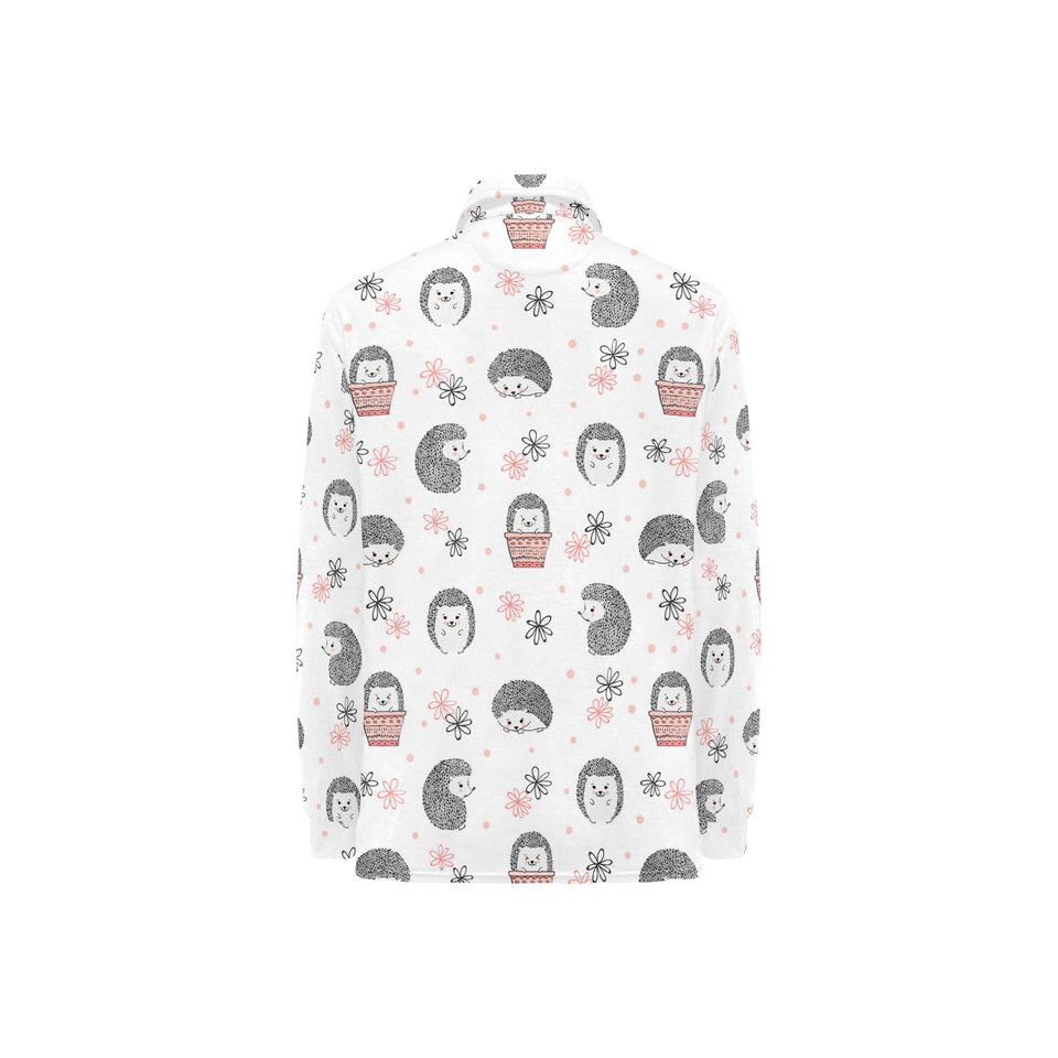 Hedgehog Pattern Print Design 02 Women's Long Sleeve Polo Shirt