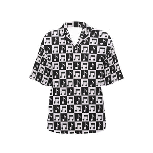 Music Notes Pattern Print Design 01 Women's All Over Print Hawaiian Shirt