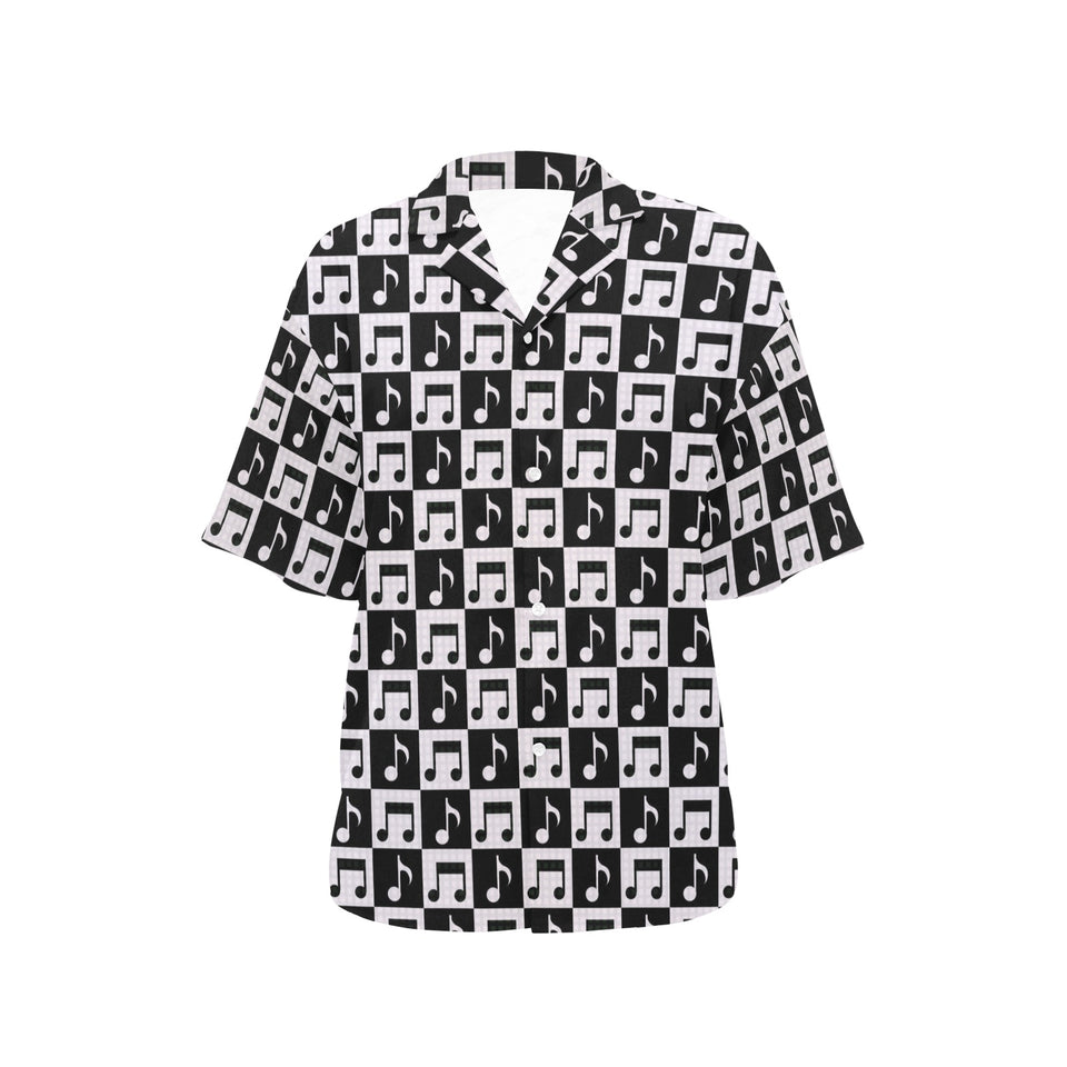 Music Notes Pattern Print Design 01 Women's All Over Print Hawaiian Shirt
