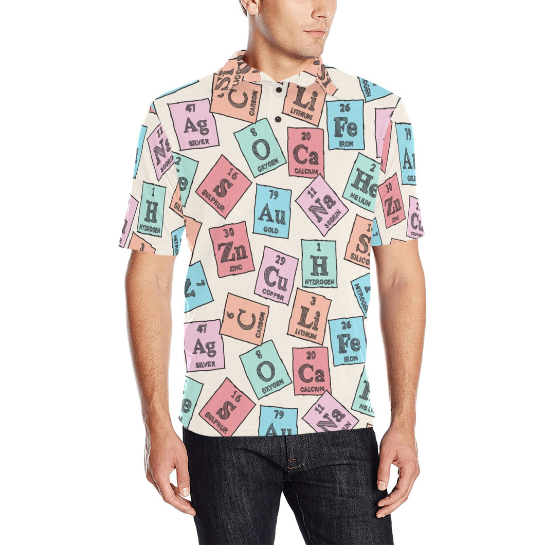 Chemistry Periodic Table Pattern Print Design 02 Men's All Over Print Polo Shirt