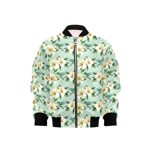 Hummingbird Pattern Print Design 01 Kids' Boys' Girls' Bomber Jacket