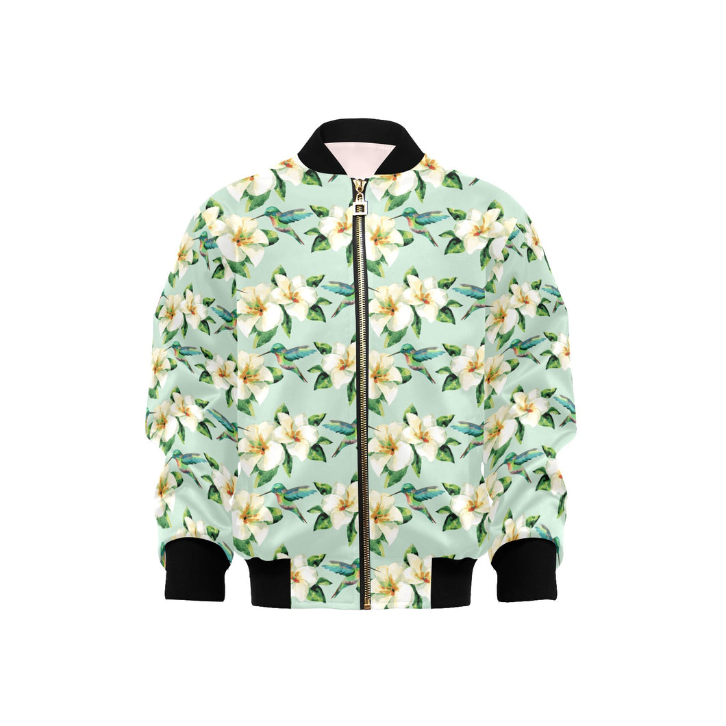 Hummingbird Pattern Print Design 01 Kids' Boys' Girls' Bomber Jacket