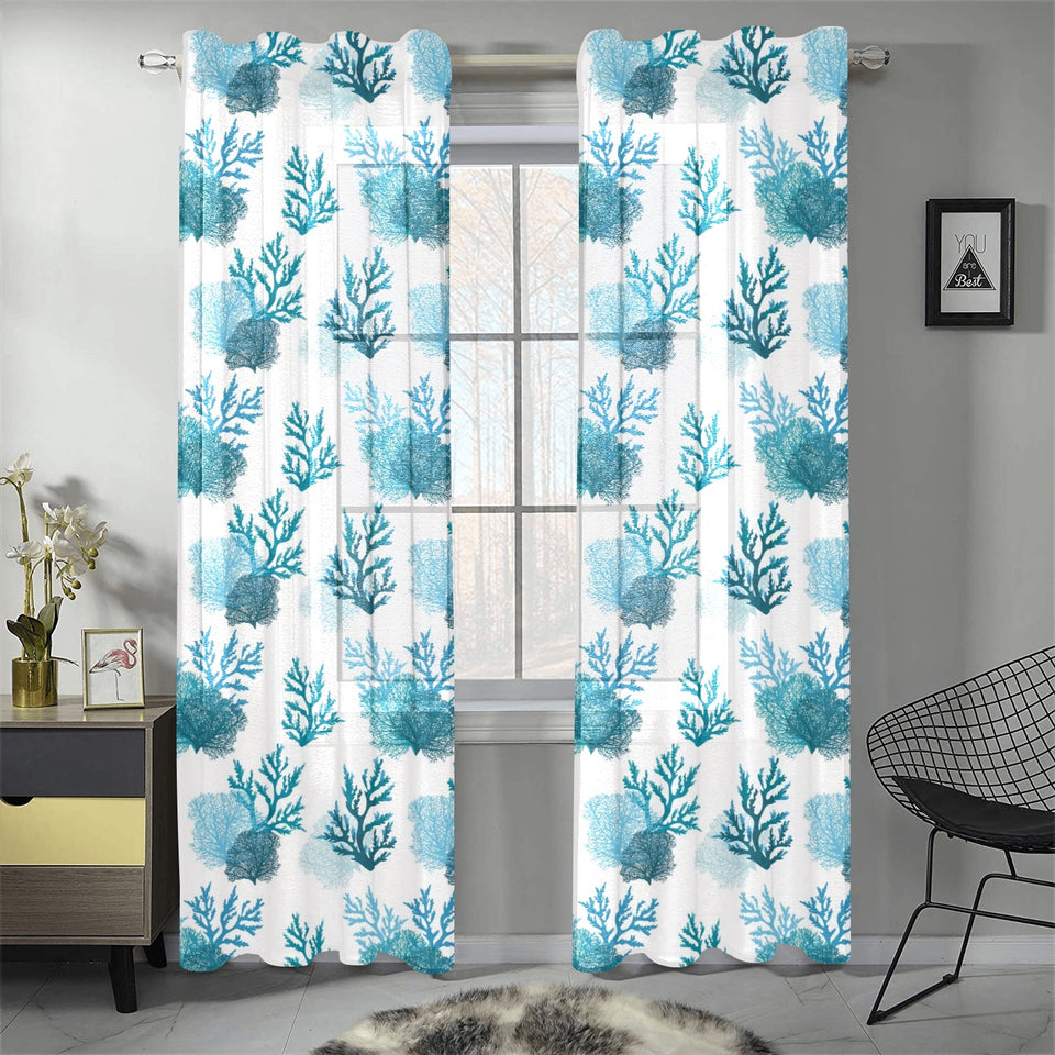 Coral Reef Pattern Print Design 04 Gauze Curtain