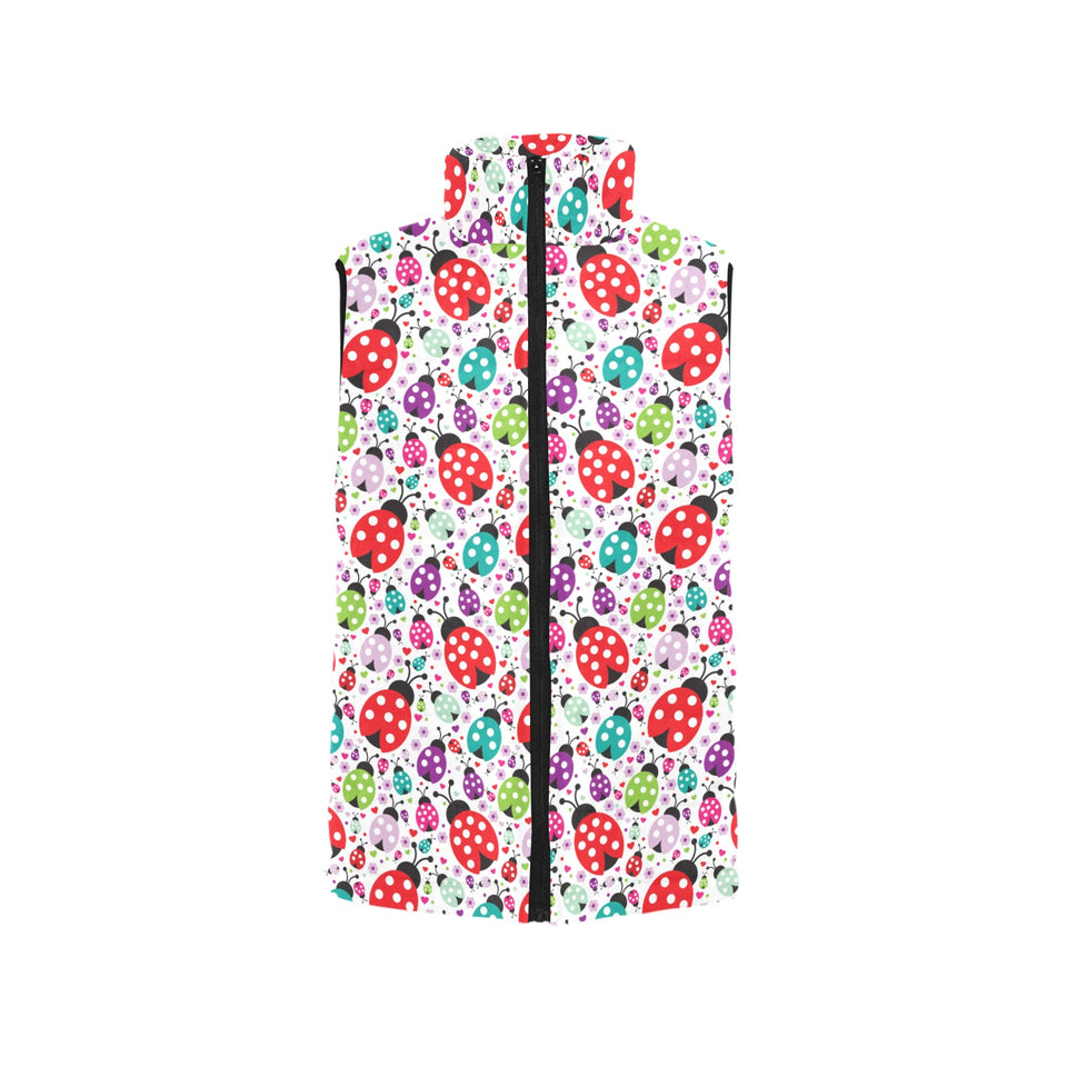 Ladybug Pattern Print Design 03 Women's Padded Vest