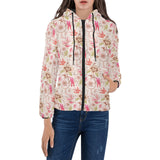 Swallow Pattern Print Design 01 Women's Padded Hooded Jacket