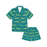 Crocodile pattern Kids' Boys' Girls' V-Neck Short Pajama Set