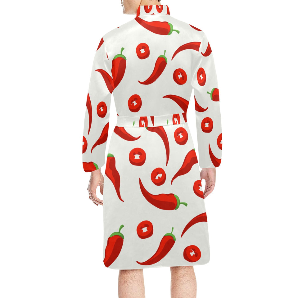 Chili pattern Men's Long Sleeve Belted Night Robe