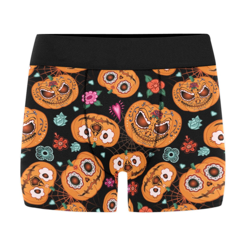 Pumpkin flowers spiderweb Halloween theme Men's All Over Print Boxer Briefs Men's Underwear