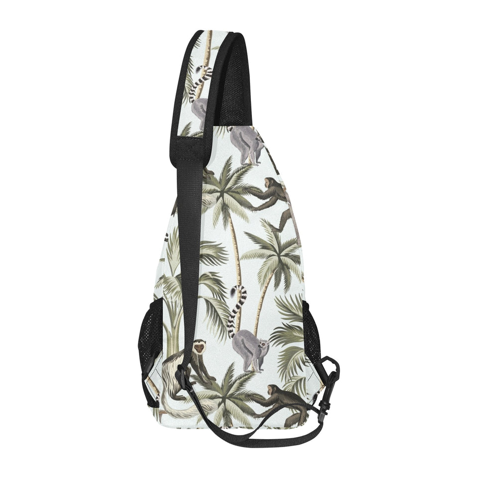 Monkey sloth lemur palm trees pattern All Over Print Chest Bag