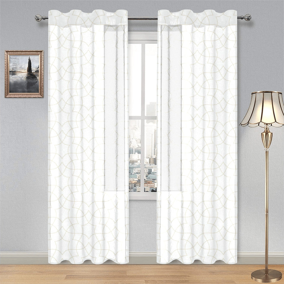 arabic white pattern Gauze Curtain
