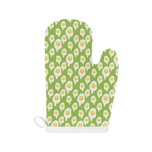 Fried Eggs Pattern Print Design 01 Heat Resistant Oven Mitts