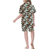 Coconut Pattern Print Design 03 Kids' Boys' Girls' V-Neck Short Pajama Set