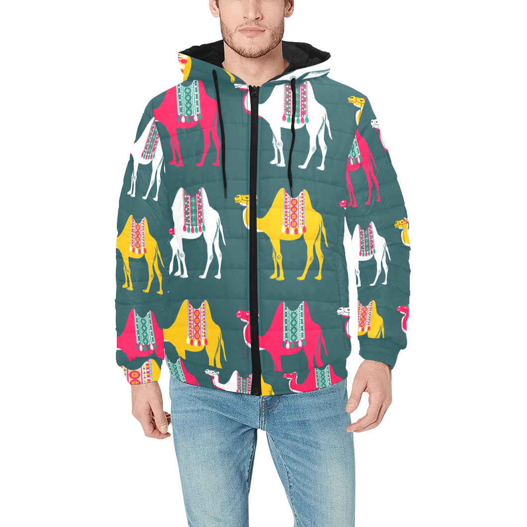 Camel pattern Men's Padded Hooded Jacket