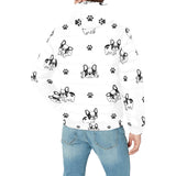 Cute french bulldog paw pattern Men's Padded Hooded Jacket