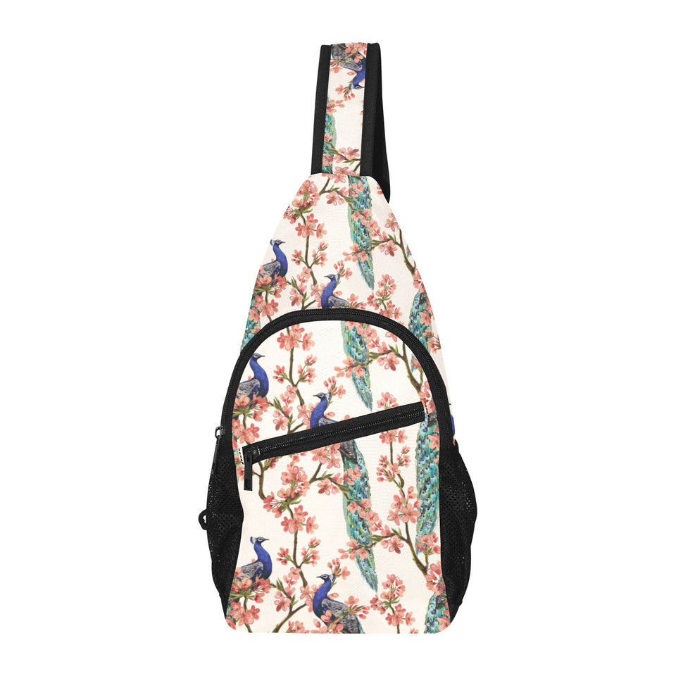 Peacock tropical flower pattern All Over Print Chest Bag