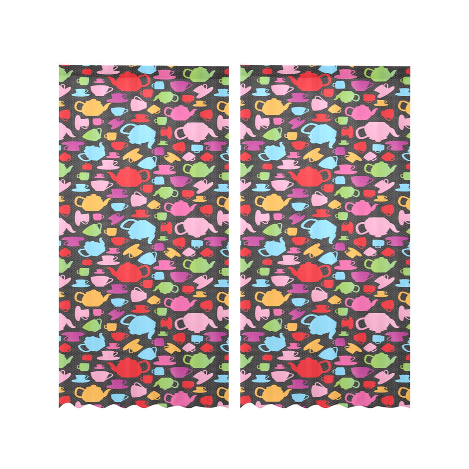 Tea pots Pattern Print Design 01 Gauze Curtain