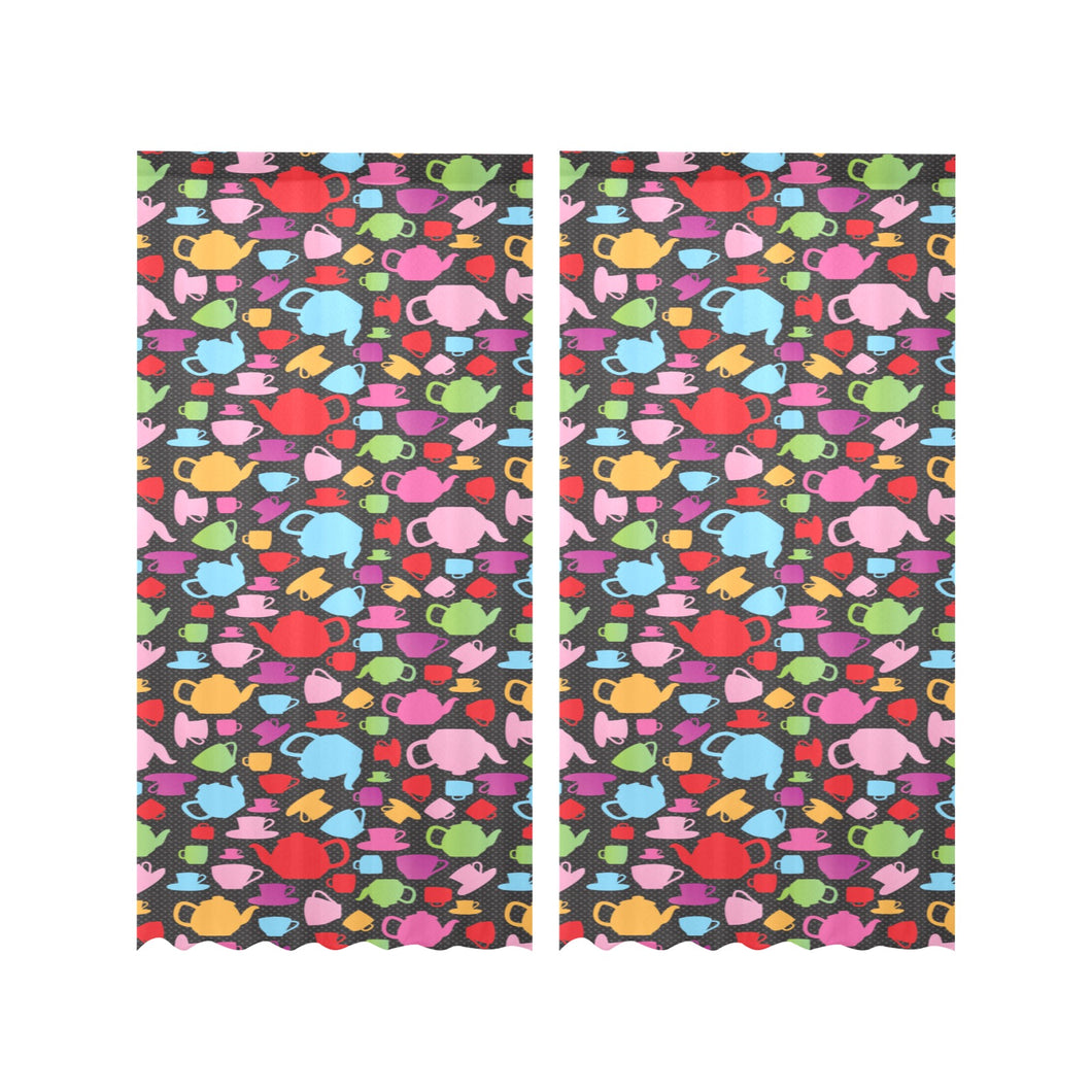 Tea pots Pattern Print Design 01 Gauze Curtain