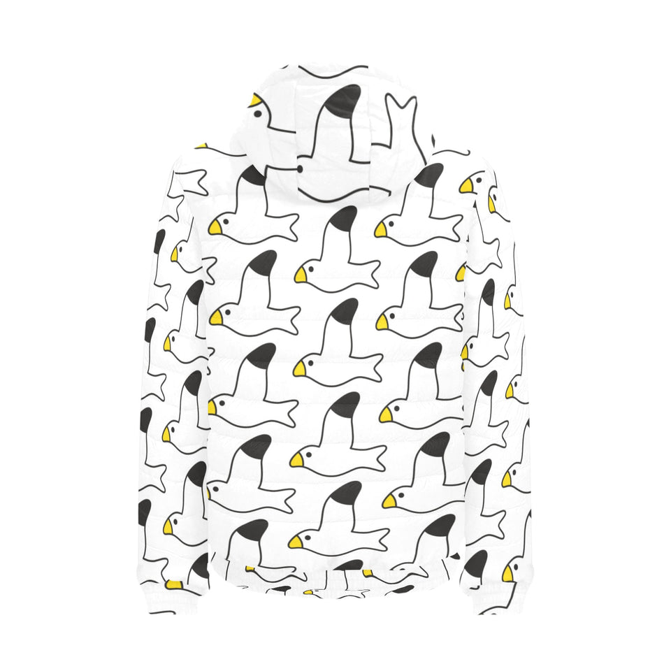 Seagull Pattern Print Design 05 Men's Padded Hooded Jacket