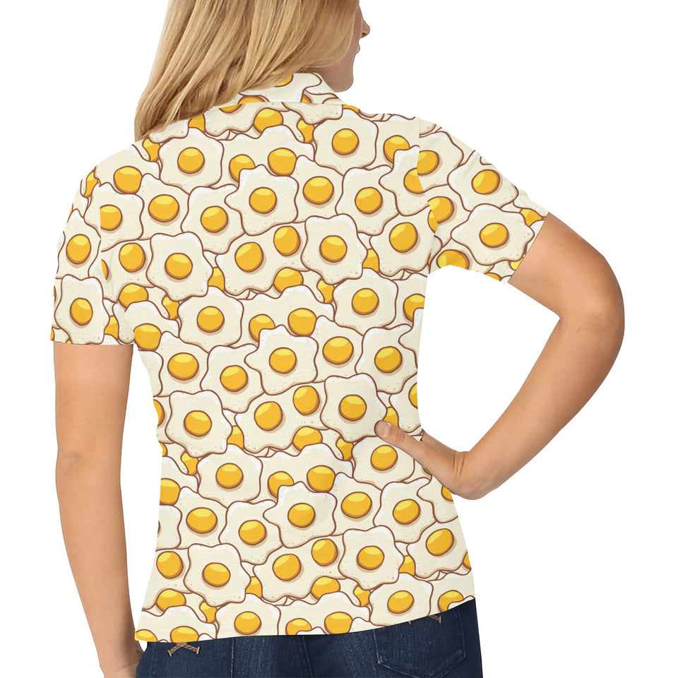 Fried Eggs Pattern Print Design 02 Women's All Over Print Polo Shirt