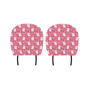 Maneki neko cat sakura pink background Car Headrest Cover