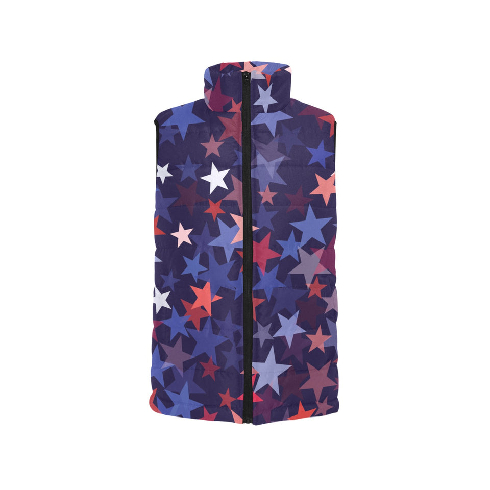 Red blue star pattern Women's Padded Vest