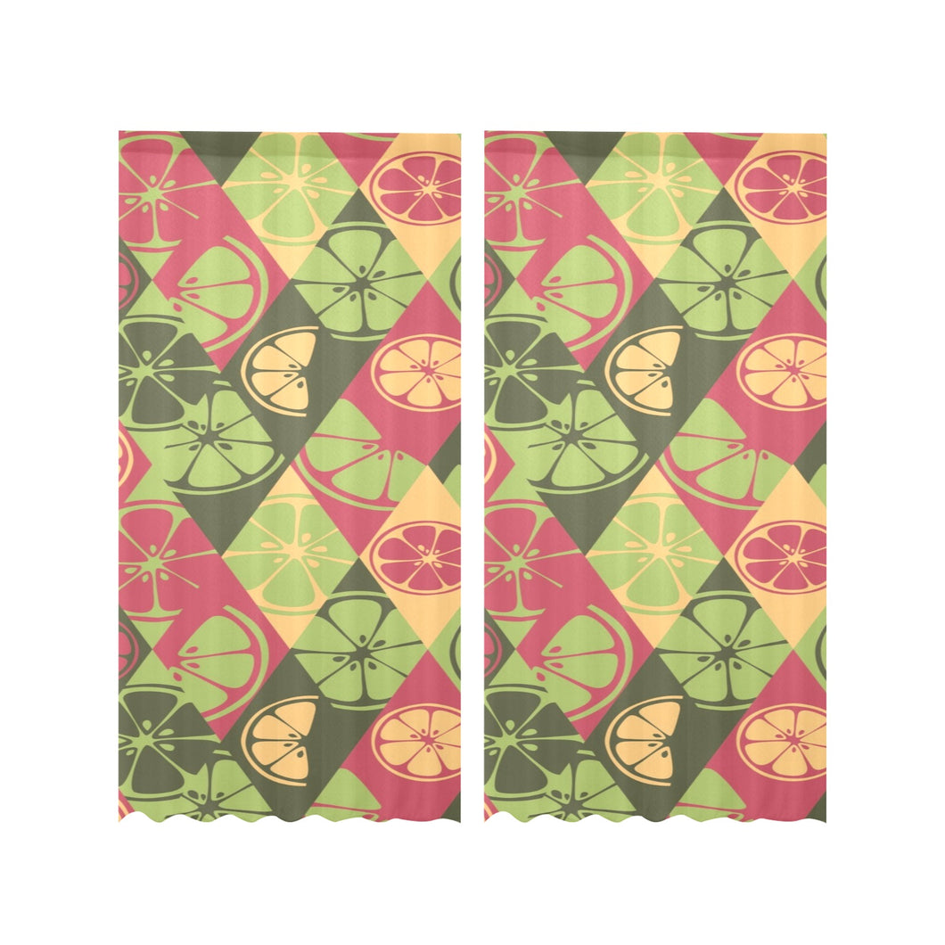 Cool Geometric lime pattern Gauze Curtain