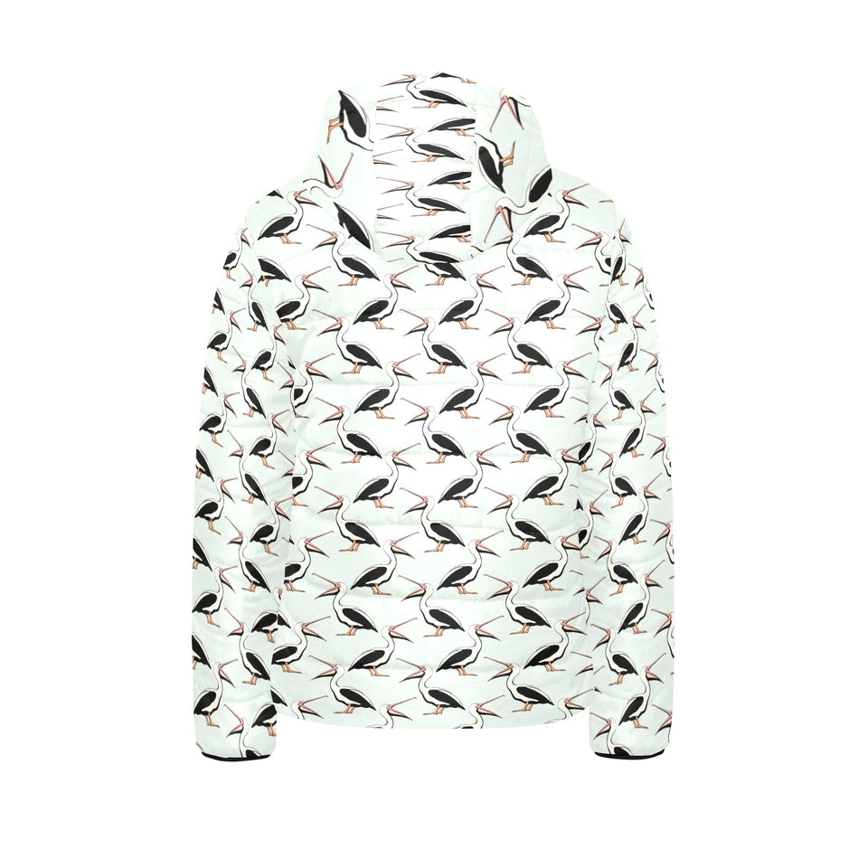 Pelican Pattern Print Design 02 Kids' Boys' Girls' Padded Hooded Jacket
