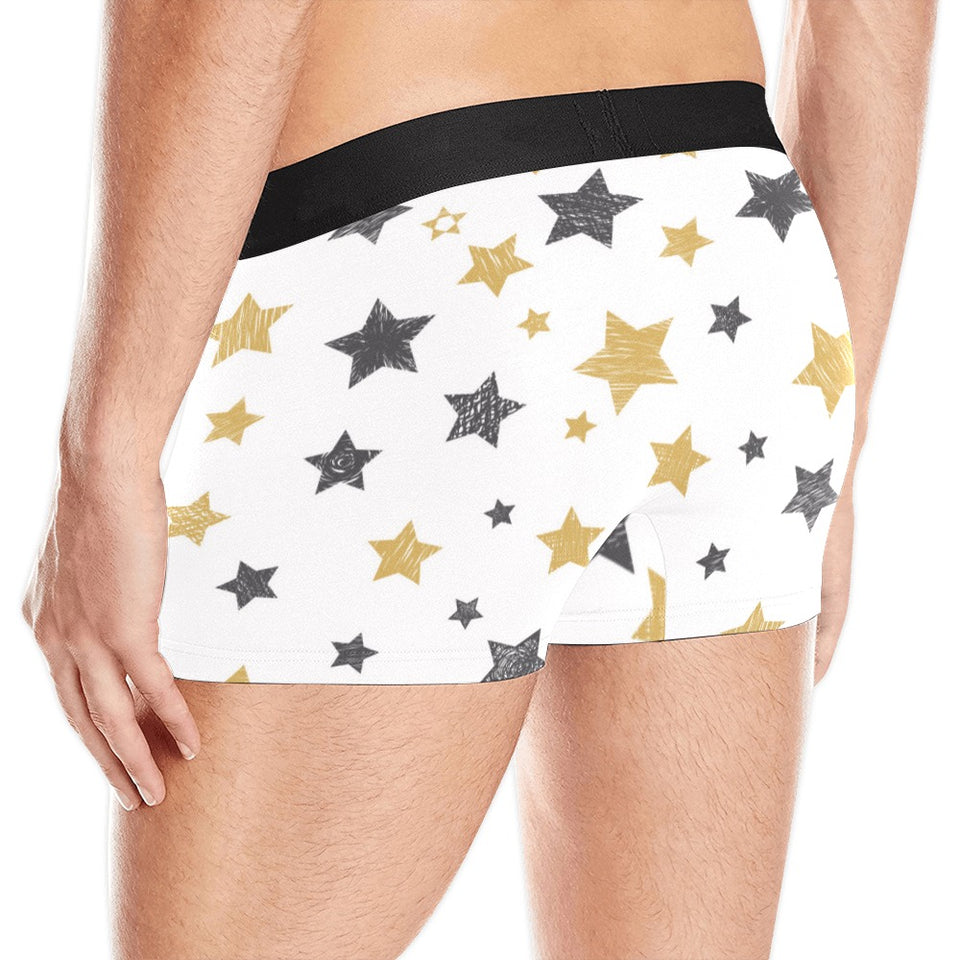 hand drawn gold black star pattern Men's All Over Print Boxer Briefs Men's Underwear