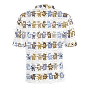 Teddy Bear Pattern Print Design 02 Men's All Over Print Polo Shirt