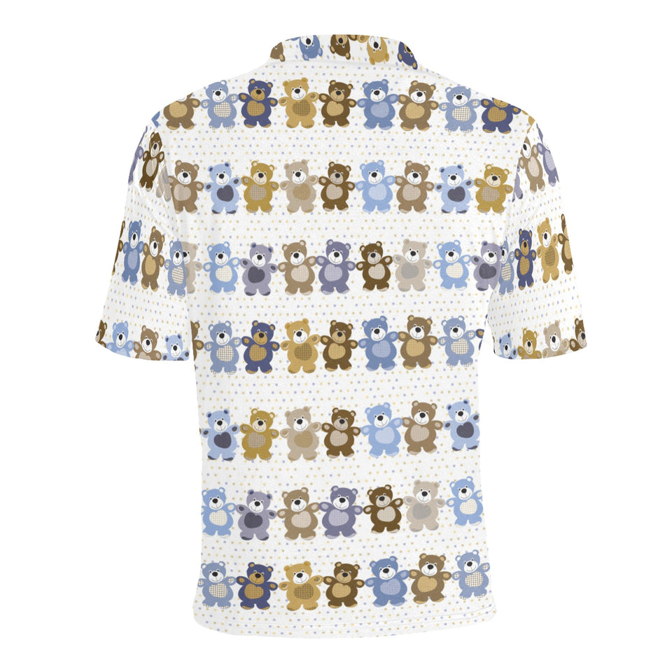 Teddy Bear Pattern Print Design 02 Men's All Over Print Polo Shirt