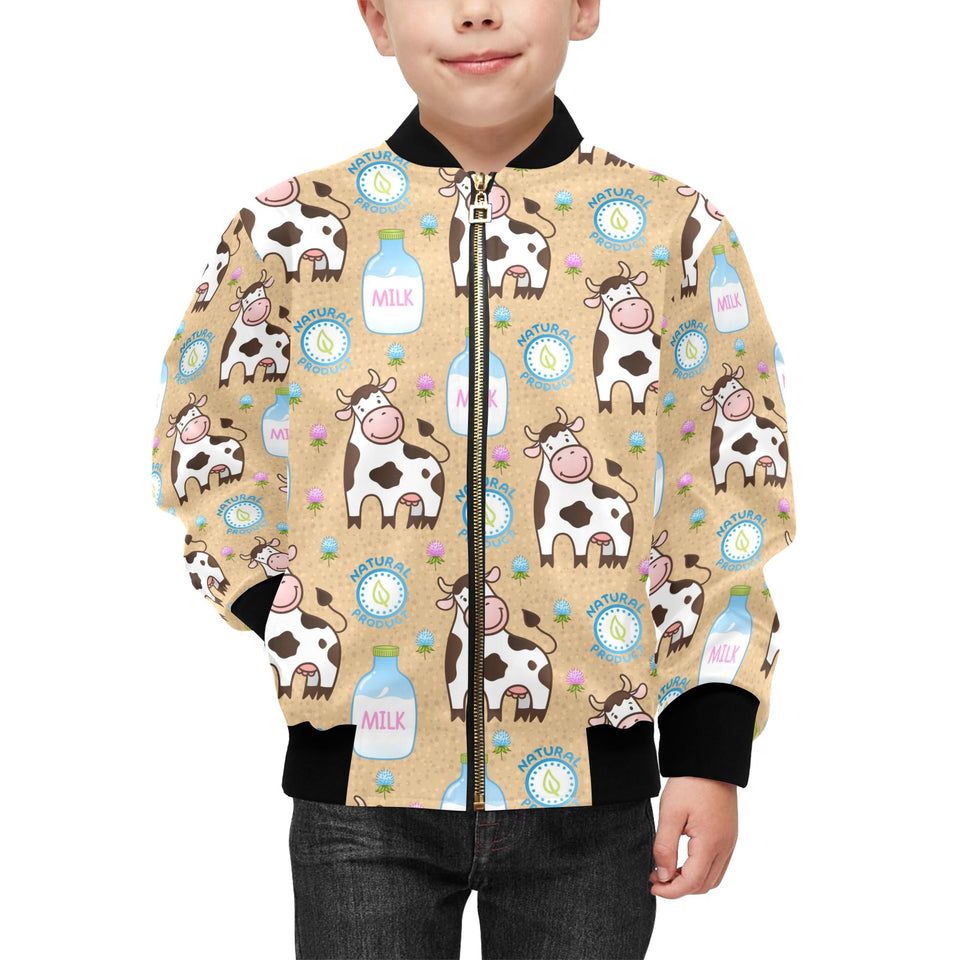 Cow bottle of milk pattern Kids' Boys' Girls' Bomber Jacket