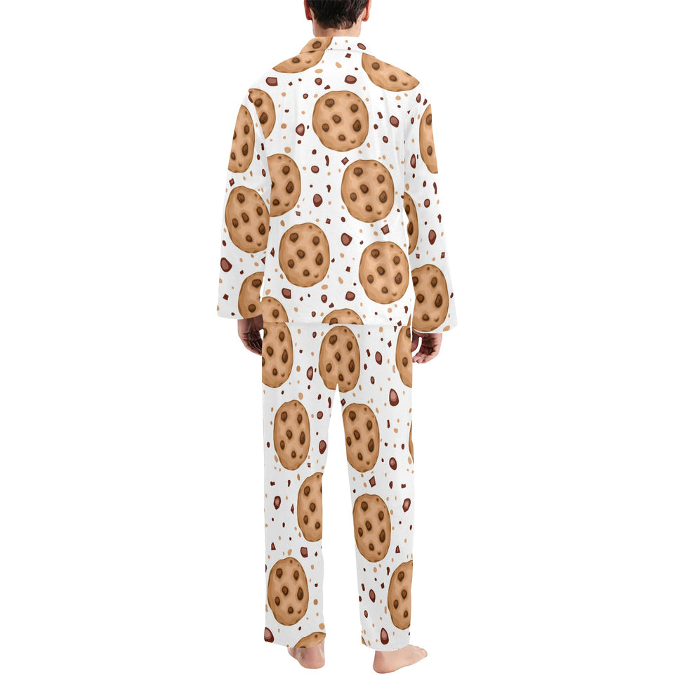 chocolate chip cookie pattern Men's Long Pajama Set