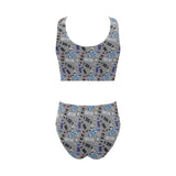Skate Board Pattern Print Design 03 Chest Bowknot High Waisted Bikini Swimsuit