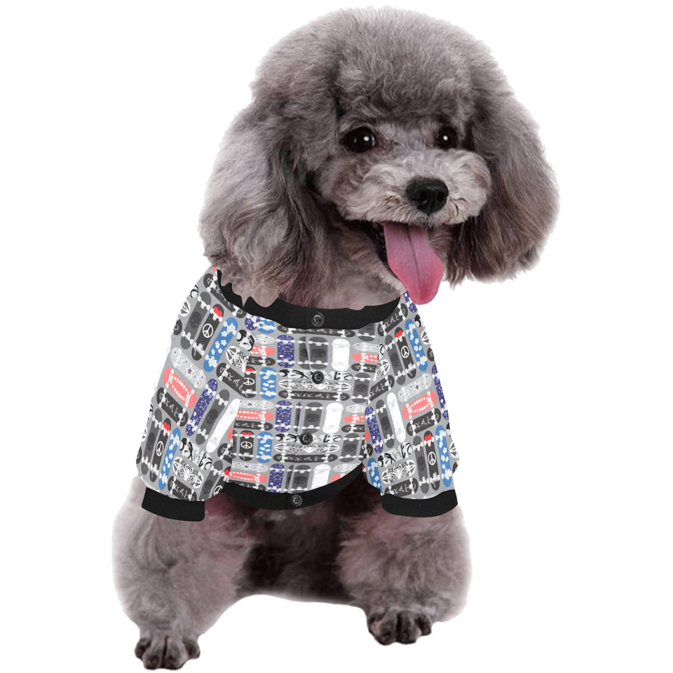 Skate Board Pattern Print Design 04 All Over Print Pet Dog Round Neck Fuzzy Shirt