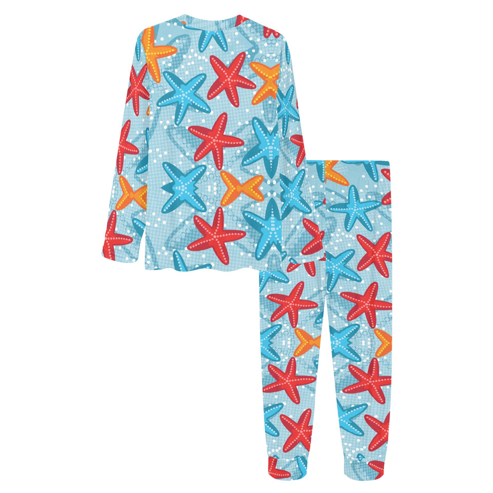 Blue red orange starfish pattern Women's All Over Print Pajama Set