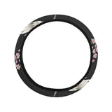 Japanese crane pink sakura pattern Car Steering Wheel Cover